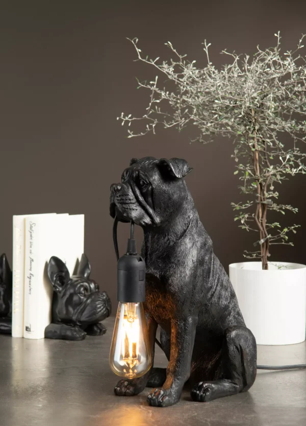 Bordslampa Hund Svart/Brun Poly 24x16x32cm