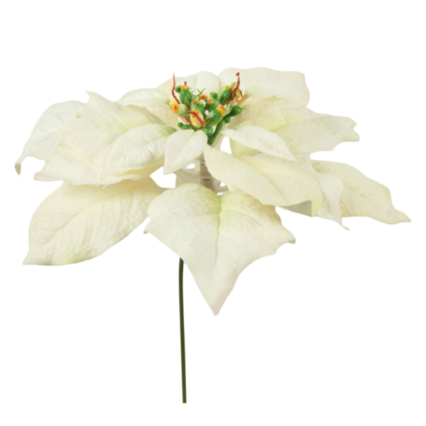 Julstjärna | Konstgjord Snittblomma Poinsettia Cream 14cm